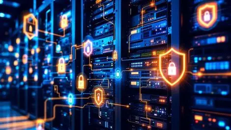 Secure data center rack network equipment encrypted data streams shields