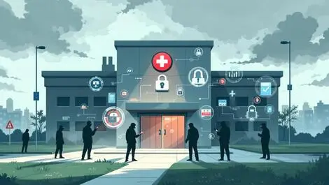 Realistic hospital building digital padlocks hackers iot medical devices warning