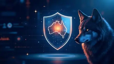 Digital shield cybersecurity ai wolf australian map advanced security