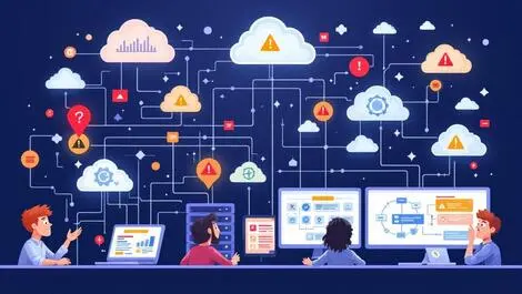 Complex server cloud network warning icons it professionals monitoring alerts