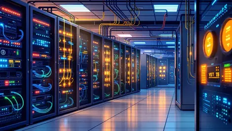 Modern office server room singapore organized network cables poe switches