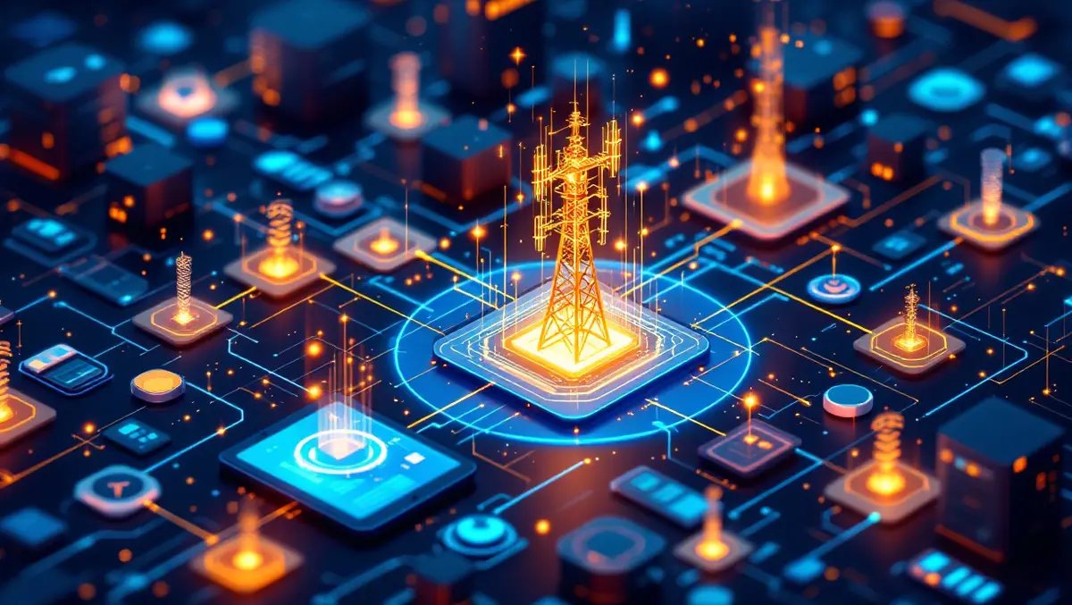 Telecommunications network mobile devices server nodes glowing data streams ai personalization