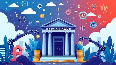 British bank building robot arms exchanging chips pounds cloud data ai automation