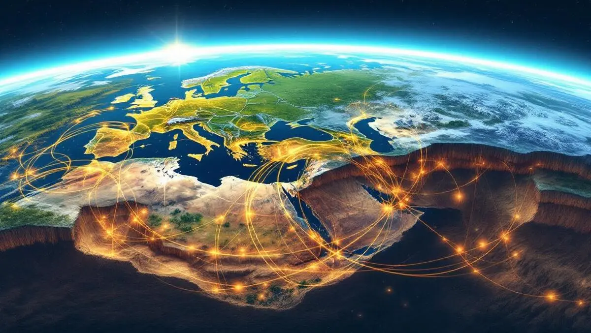 Detailed illustration underground fiber optic cables connecting europe north america middle east