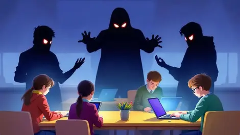 New zealand school students using laptops tablets with digital threats