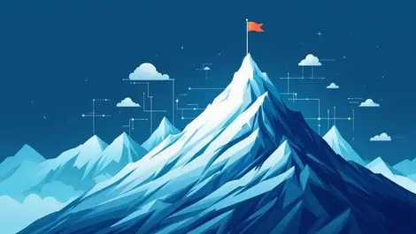 Mountain peak flag summit digital connectivity workflow business success