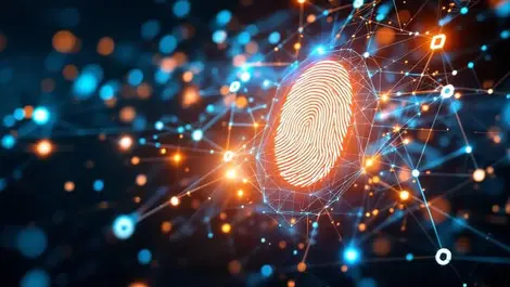 Fingerprint scanner digital network interconnected supply chains ai cybersecurity