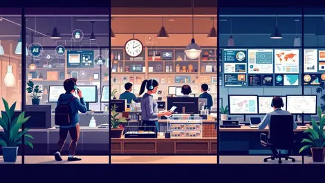 Modern uk office ai call centre retail checkout security ops room