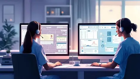 Modern healthcare contact center with automation medical charts