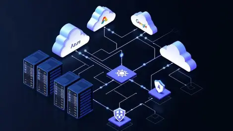 Isometric hybrid cloud network azure gcp with security visibility