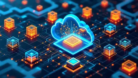 Cloud database dashboard vector search ai nodes glowing data