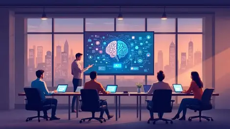 Us office ai training session employees watching instructor screen