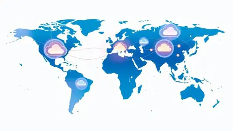 Global map cloud network regions worldwide software customers