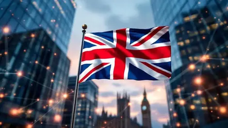 Uk public sector digital transformation modern glass office flag