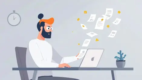 Hr manager approving digital expense receipts automation illustration