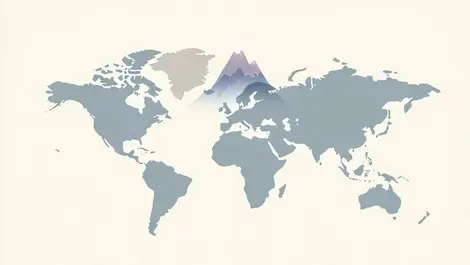 Minimalist world map denmark peak resilience flat design art