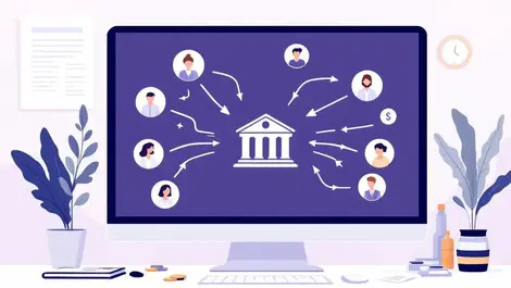 Uk office payroll team automated salary payments flat illustration