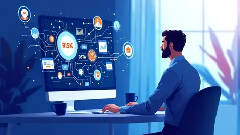 Ai insurance underwriter at desk with real time risk insights