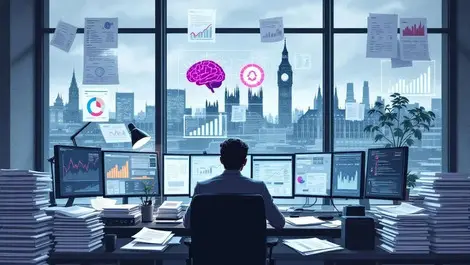 Cfo london office ai brain contrast ordered invoices chaotic data