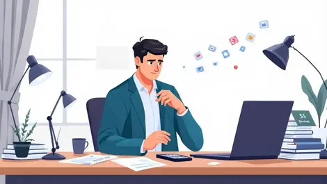 Cautious owner office desk software canceled cards uk flat clean illustration