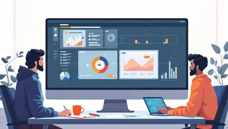 Uk office team reviewing ai workflow charts laptop
